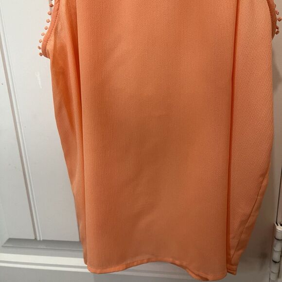 E&M Peach Pink Orange Sleeveless Keyhole Tank Top Blouse Womens Size L - Picture 4 of 12